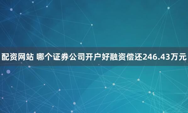 配资网站 哪个证券公司开户好融资偿还246.43万元